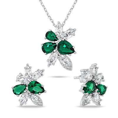 Brilio Silver - Okouzlující stříbrný set šperků se zirkony SET248WG (náušnice, náhrdelník)