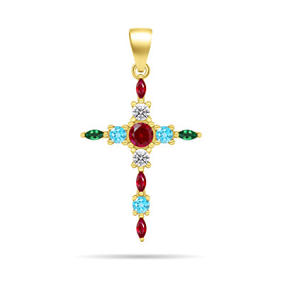 Brilio Silver - Originální pozlacený přívěsek Křížek PT87YRBW