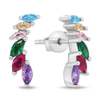 Brilio Silver - Originální stříbrné náušnice s barevnými zirkony EA942WRBW