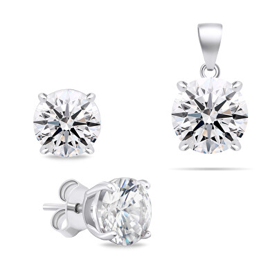 Brilio Silver - Originální stříbrný set šperků se zirkony SET232W (náušnice, přívěsek)