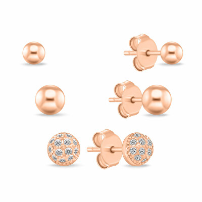 Brilio Silver - Pozlacená sada peckových náušnic SET297R (3 páry náušnic)