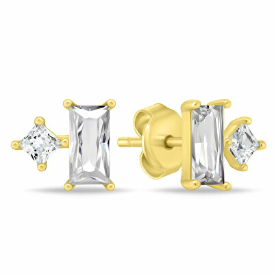 Brilio Silver - Pozlacené náušnice pecky s kubickými zirkony EA1122Y