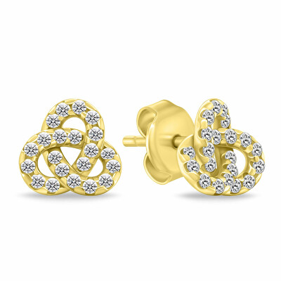 Brilio Silver - Pozlacené náušnice Triquetra s kubickými zirkony EA1172Y