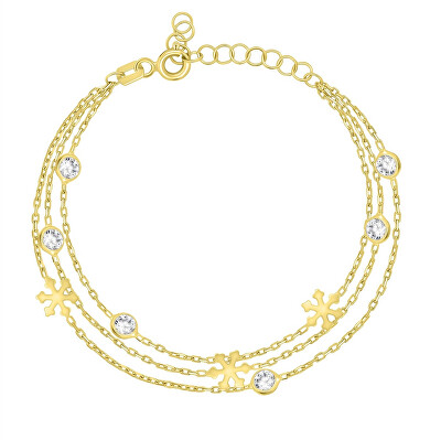 Brilio Silver - Pozlacený náramek se zirkony Vločky BRC135Y