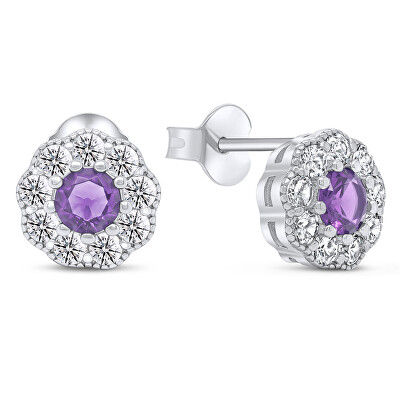 Brilio Silver - Působivé stříbrné náušnice se zirkony Kytičky EA331WAM