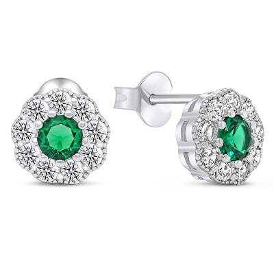 Brilio Silver - Působivé stříbrné náušnice se zirkony Kytičky EA331WG