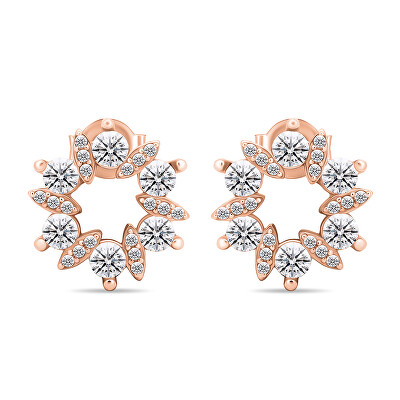 Brilio Silver - Půvabné bronzové náušnice s čirými zirkony EA593R