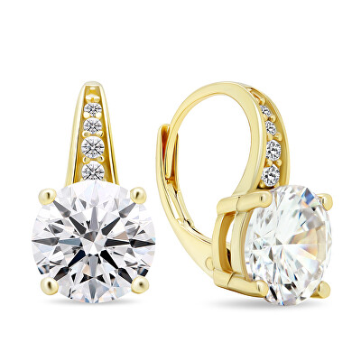 Brilio Silver - Půvabné pozlacené náušnice s čirými zirkony EA465Y