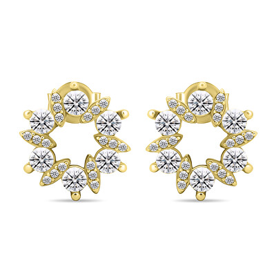 Brilio Silver - Půvabné pozlacené náušnice s čirými zirkony EA593Y