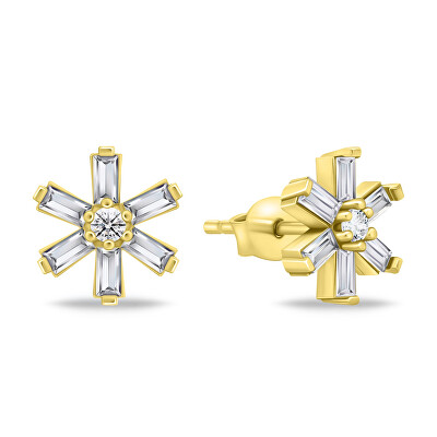 Brilio Silver - Půvabné pozlacené náušnice se zirkony EA853Y