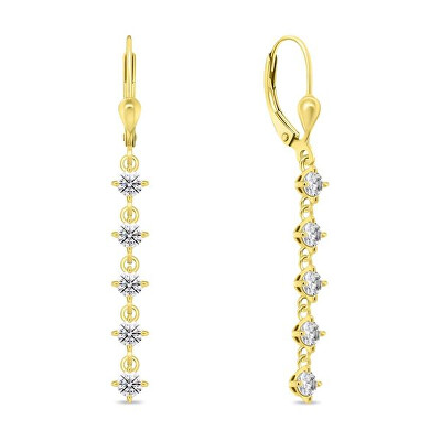 Brilio Silver - Půvabné pozlacené visací náušnice s čirými zirkony EA1008Y