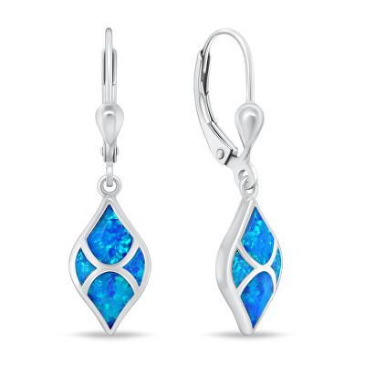 Brilio Silver - Půvabné stříbrné náušnice s modrými opály EA1129WB