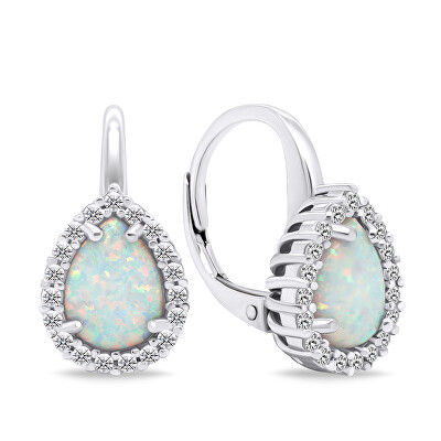 Brilio Silver - Půvabné stříbrné náušnice se syntetickými opály EA636W