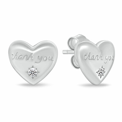 Brilio Silver - Něžné stříbrné náušnice se zirkony Srdíčka s textem EA1227W