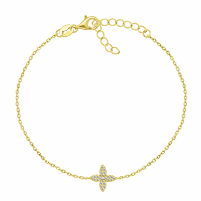 Brilio Silver - Půvabný pozlacený náramek Květ se zirkony BRC177Y