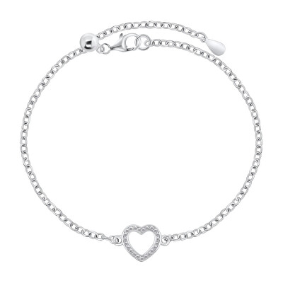 Brilio Silver - Půvabný stříbrný náramek Srdce se zirkony BRC80W