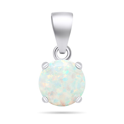 Brilio Silver - Půvabný stříbrný přívěsek s bílým opálem PT76W