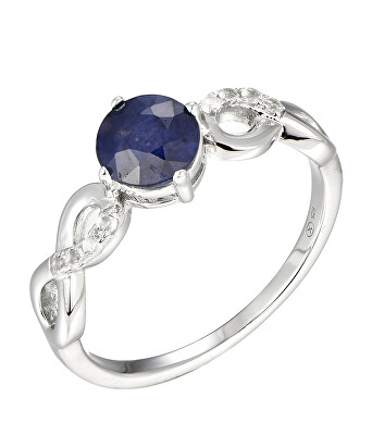 Brilio Silver - Půvabný stříbrný prsten se safírem Precious Stone ML00713G