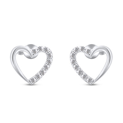 Brilio Silver - Romantické stříbrné náušnice třpytivá srdíčka EA356W