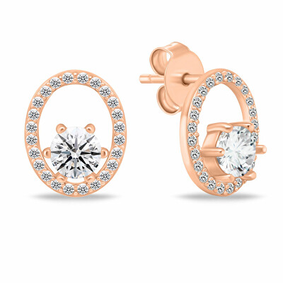 Brilio Silver - Slušivé bronzové náušnice se zirkony EA1055R