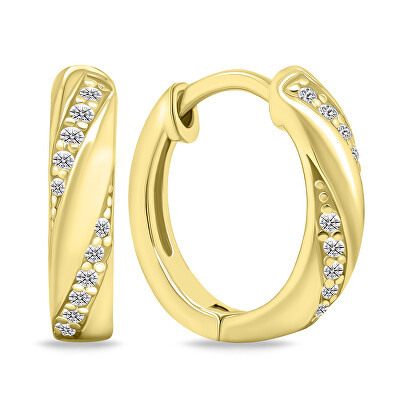 Brilio Silver - Slušivé pozlacené kruhy s čirými zirkony EA689Y