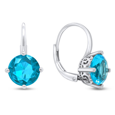 Brilio Silver - Slušivé stříbrné náušnice s modrými zirkony EA302WAQ