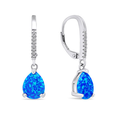 Brilio Silver - Slušivé stříbrné náušnice se syntetickými opály EA652WB