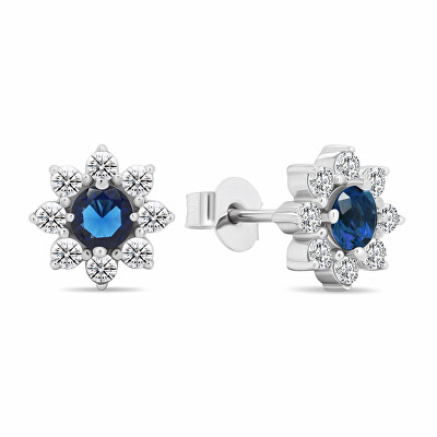 Brilio Silver - Slušivé stříbrné náušnice se zirkony Kytičky EA577WB