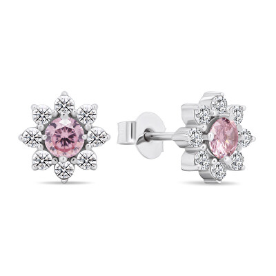 Brilio Silver - Slušivé stříbrné náušnice se zirkony Kytičky EA577WP