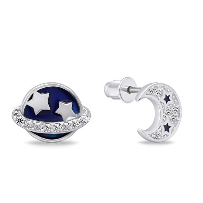 Brilio Silver - Stříbrné asymetrické náušnice se zirkony EA705W