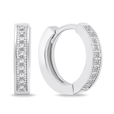 Brilio Silver - Stříbrné kruhové náušnice se zirkony EA668W