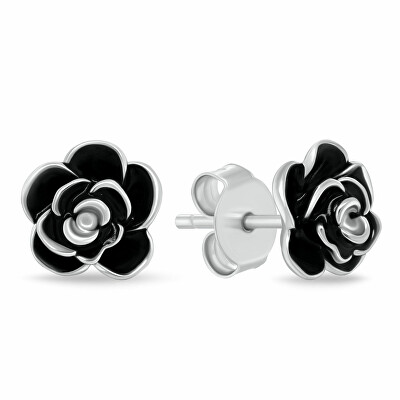 Brilio Silver - Stříbrné náušnice Černá růže EA1240WBC