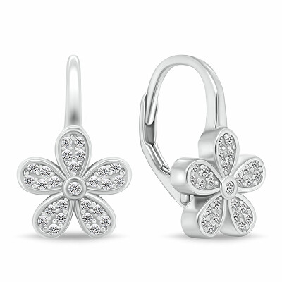 Brilio Silver - Stříbrné náušnice kytičky s čirými zirkony EA112W