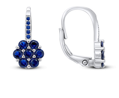 Brilio Silver - Stříbrné náušnice kytičky s tmavě modrými zirkony EA15WB