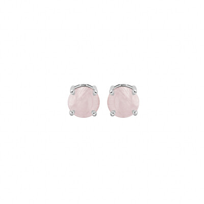 Kalace - Cercei tip stud din argint cu cuarț roz SE10230F