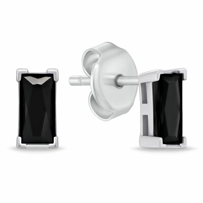 Brilio Silver - Stříbrné náušnice s černými kubickými zirkony EA1176WBC