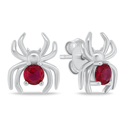 Brilio Silver - Stříbrné náušnice s červeným zirkonem Pavouk EA1142WR