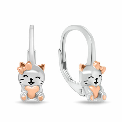 Brilio Silver - Bicolor visací náušnice ze stříbra Kočičky EA1242W
