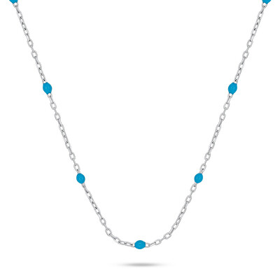 Brilio Silver - Stříbrný náhrdelník s modrými kuličkami NCL112WTQ