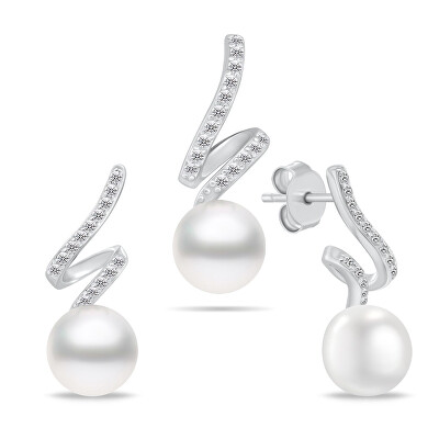 Brilio Silver - Stříbrný set šperků se zirkony a perlami SET269W (náušnice, přívěsek)