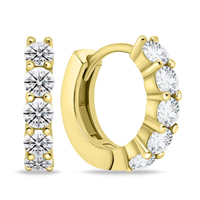 Brilio Silver - Stylové pozlacené kruhy s čirými zirkony EA669Y