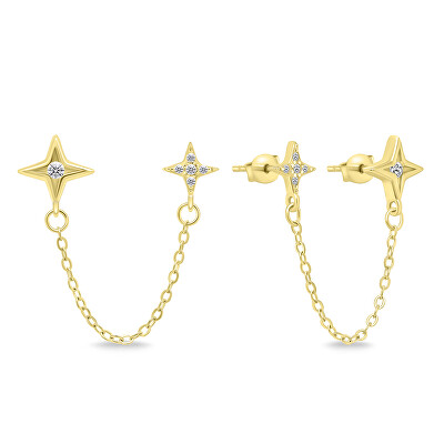 Brilio Silver - Stylové pozlacené náušnice s řetízkem EA717Y