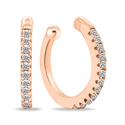 Brilio Silver - Trendy bronzové záušnice s čirými zirkony EA694R