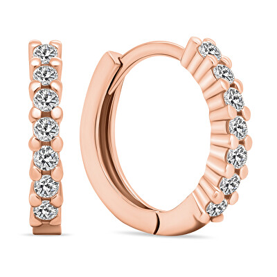 Brilio Silver - Třpytivé bronzové kruhové náušnice se zirkony EA665R