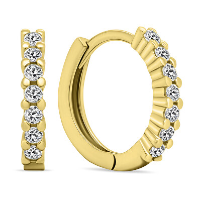Brilio Silver - Třpytivé pozlacené kruhové náušnice se zirkony EA665Y