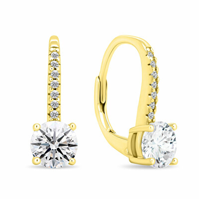 Brilio Silver - Třpytivé pozlacené náušnice s čirými zirkony EA415Y