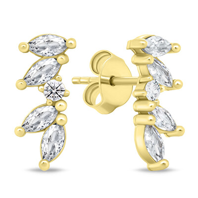 Brilio Silver - Třpytivé pozlacené náušnice se zirkony EA796Y