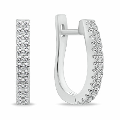 Brilio Silver - Třpytivé stříbrné kruhové náušnice EA132W