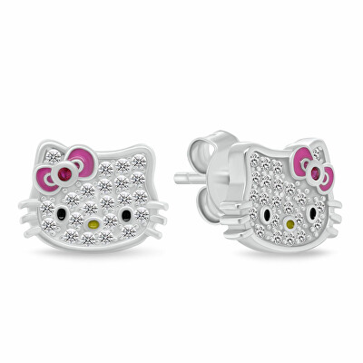 Brilio Silver - Třpytivé stříbrné náušnice Hello Kitty EA1212W