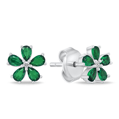 Brilio Silver - Třpytivé stříbrné náušnice Kytičky EA1034WG